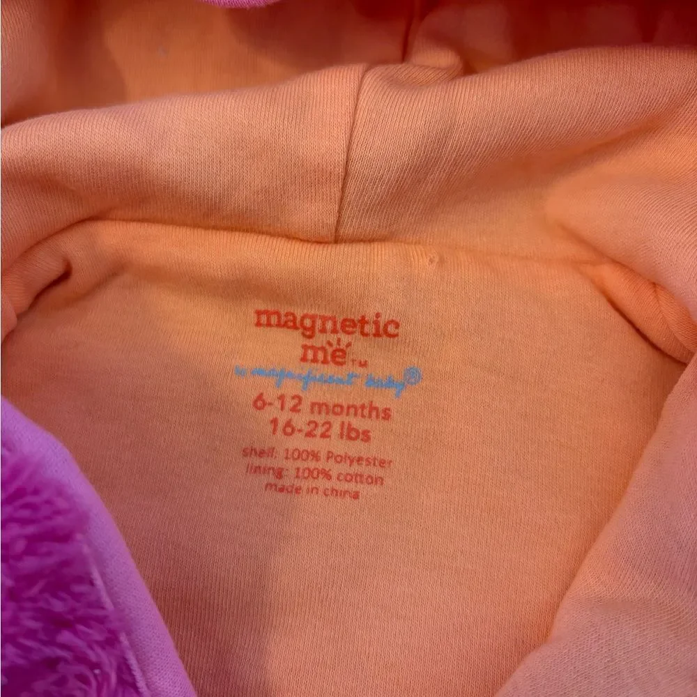 Magnetic Me dark pink fuzzy fleece hooded jacket.